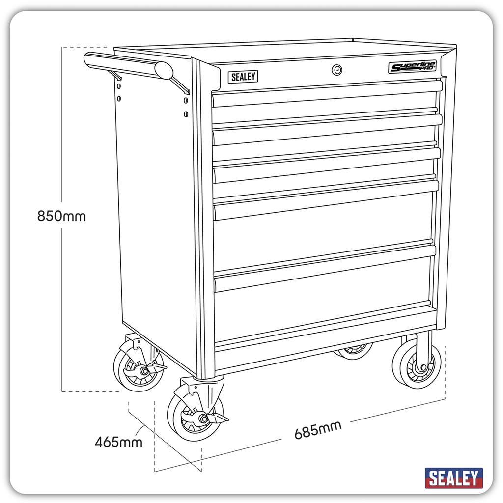 Rollcab 5 Drawer - Black AP33459B