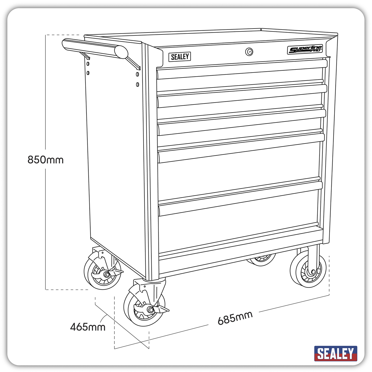 Rollcab 5 Drawer - Black AP33459B