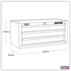 Mid-Box Tool Chest 3 Drawer - Black/Grey AP3503TB