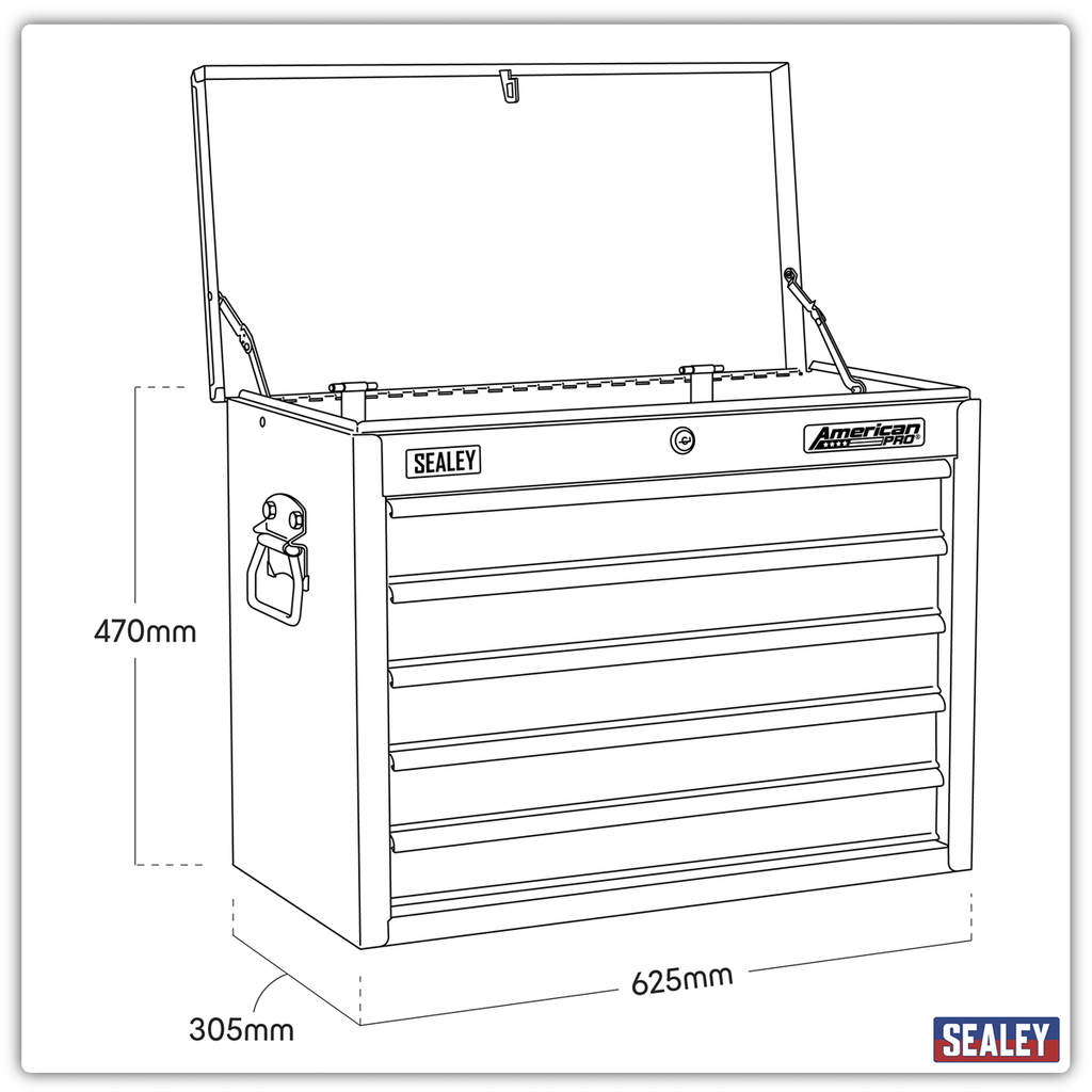 Topchest 5 Drawer - Black/Grey AP3505TB