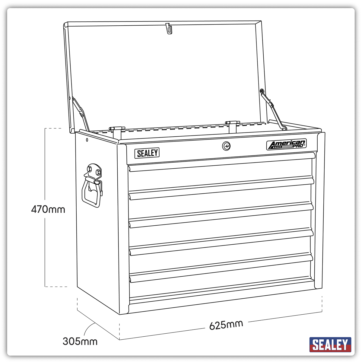 Topchest 5 Drawer - Black/Grey AP3505TB
