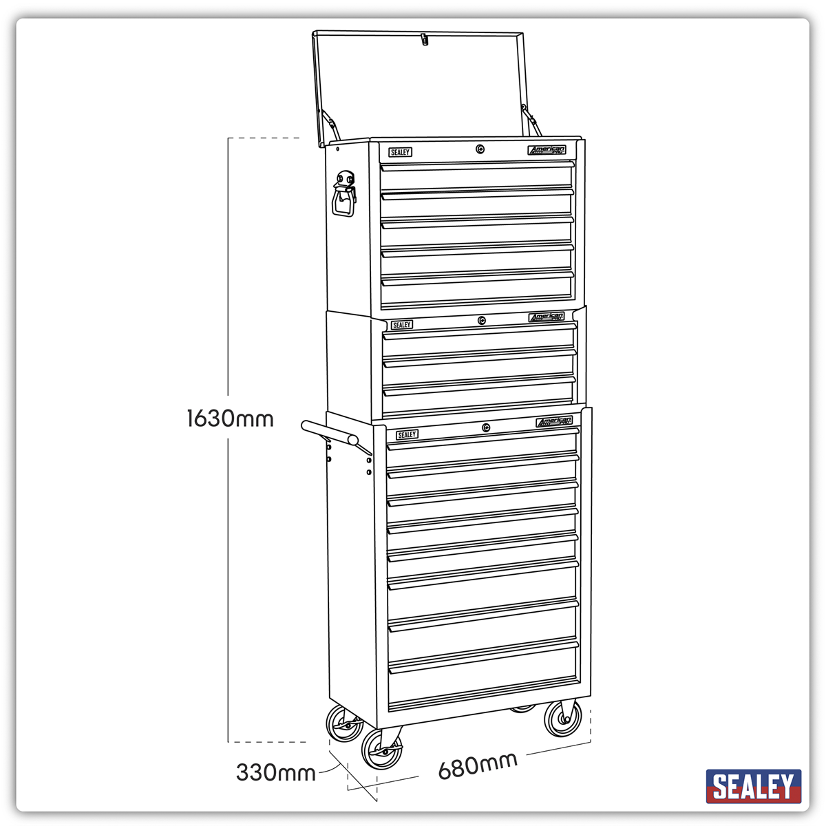 Tool Chest Combination 16 Drawer - Black/Grey AP35STACK