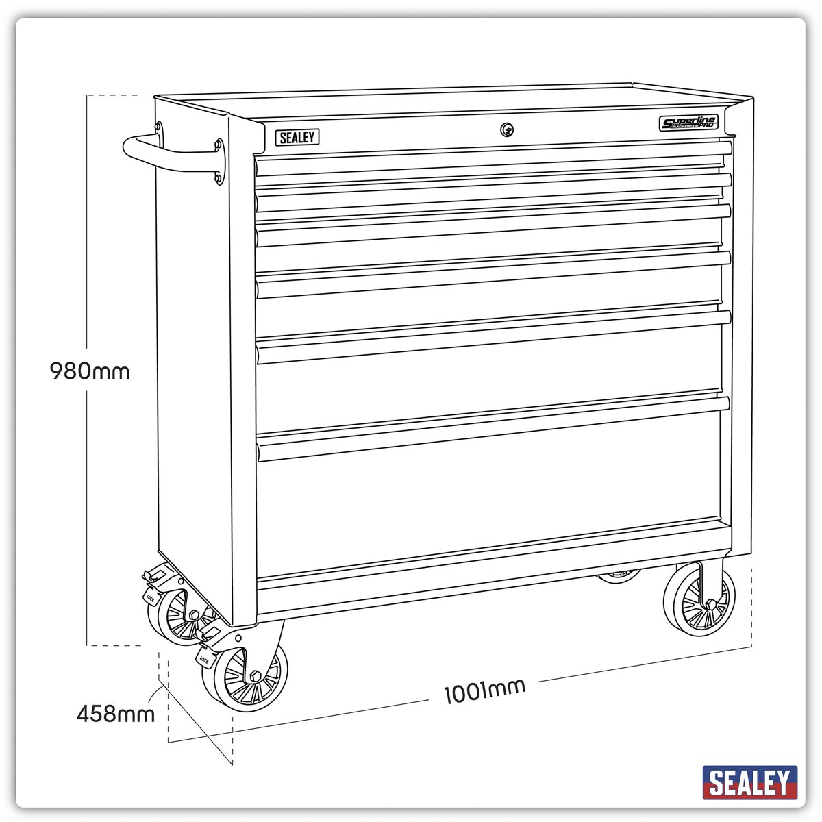 Rollcab with 6 Soft Close Drawers 915mm AP3606BE