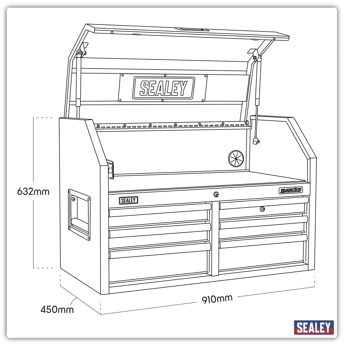 Topchest with 6 Soft Close Drawers & Power Bar 910mm AP3607BE