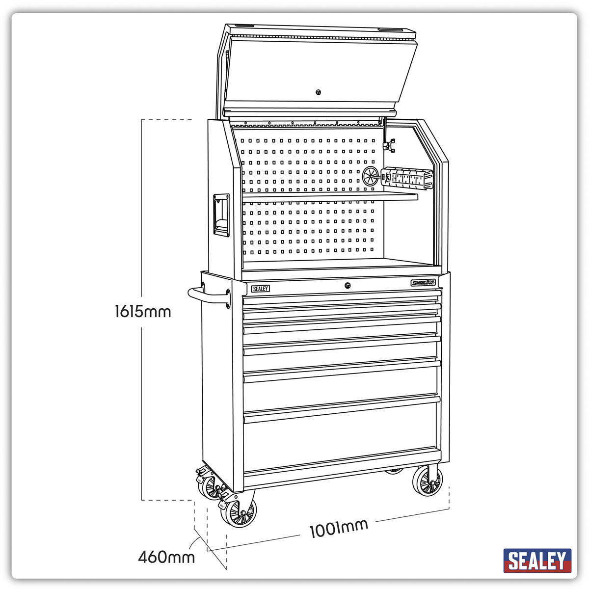 Hutch Toolbox & Rollcab Combo 915mm 6 Drawer AP36HBESTACK