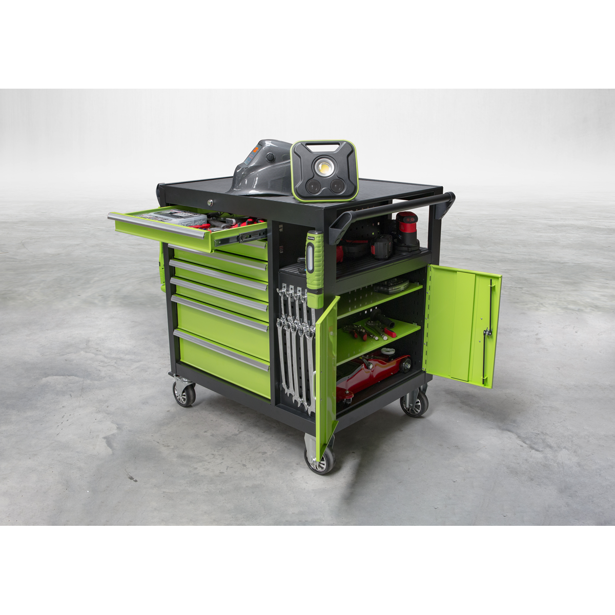 Mobile Workstation with 7 Drawers & Cupboard 920mm AP36MWS