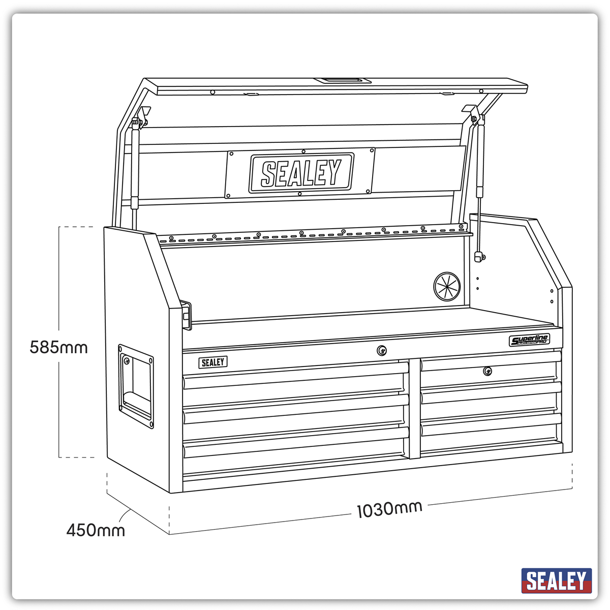 Topchest with 6 Soft Close Drawers & Power Bar 1030mm AP4106BE