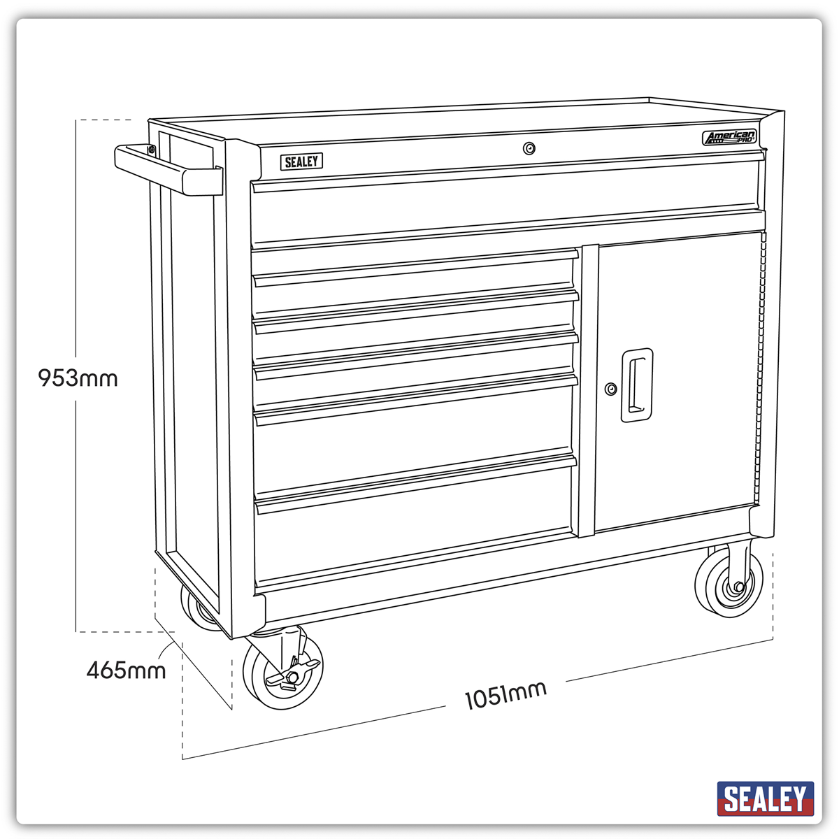 Rollcab 6 Drawer - Black AP4106B