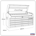 Retro Style Wide Topchest 4 Drawer - Blue with White Stripes AP41104BWS