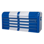 Retro Style Wide Topchest 4 Drawer - Blue with White Stripes AP41104BWS