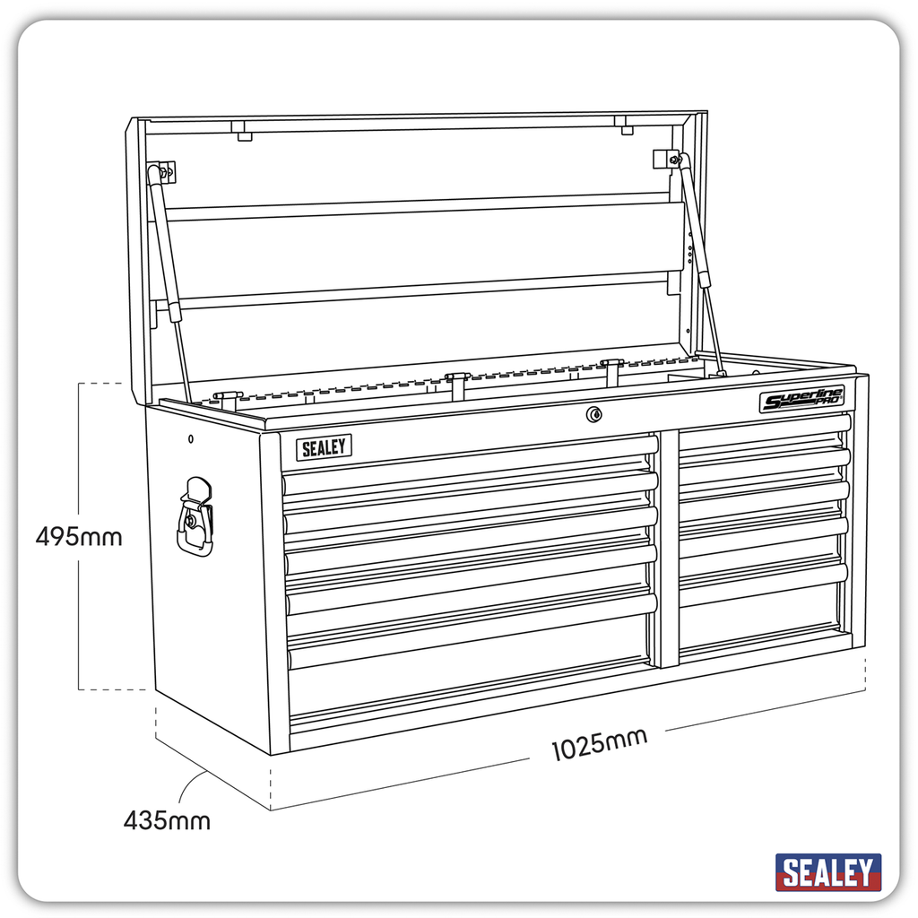 Heavy-Duty Topchest 10 Drawer - Black AP41110B