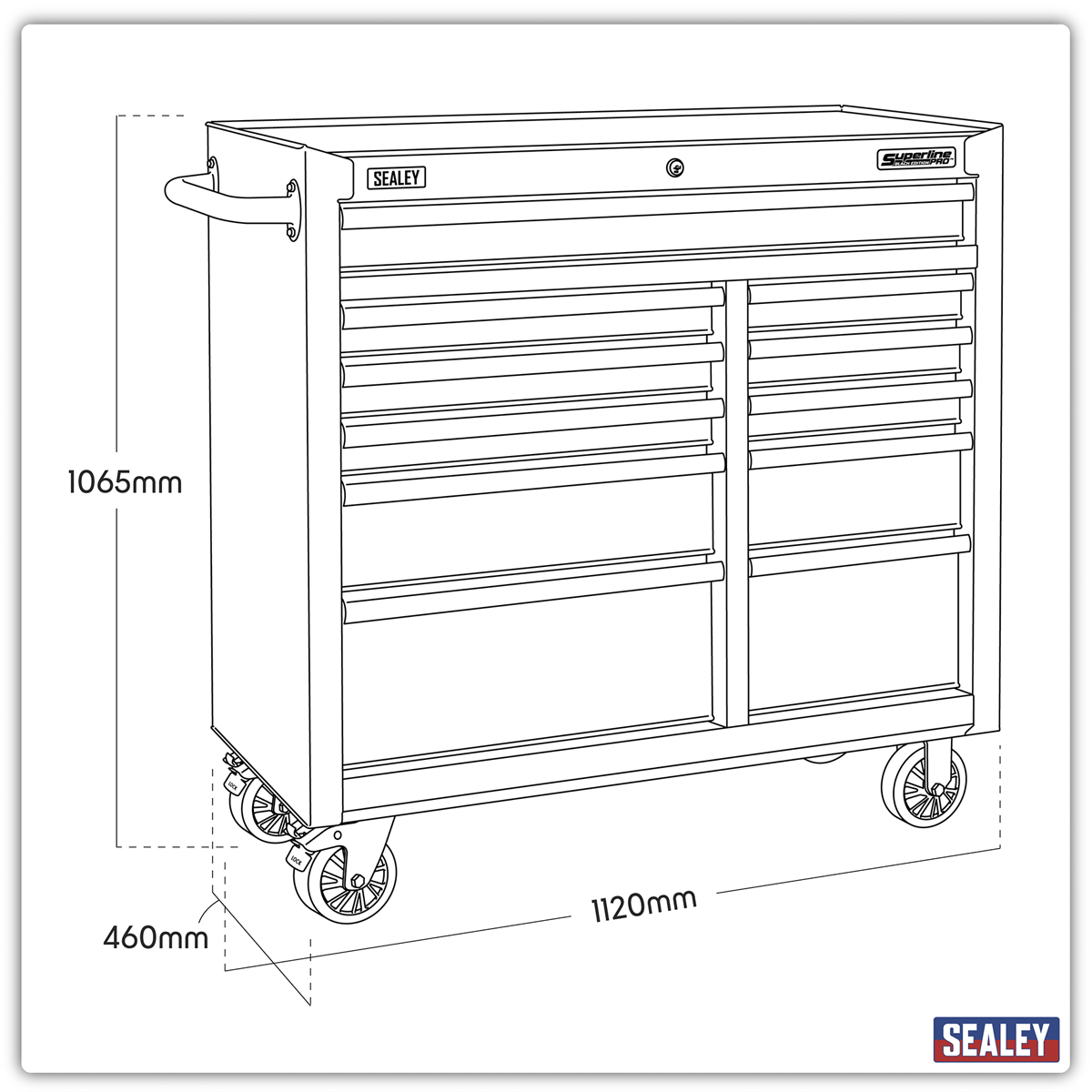 Rollcab with 11 Soft Close Drawers 1040mm AP4111BE
