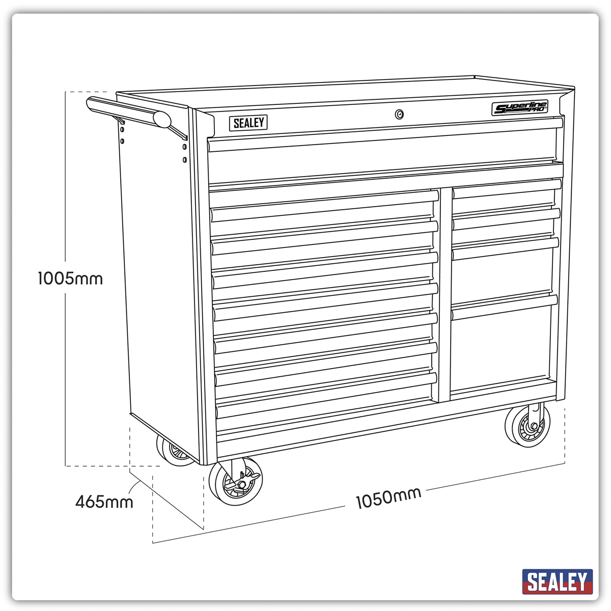 Heavy-Duty Rollcab 12 Drawer - Black AP41120B