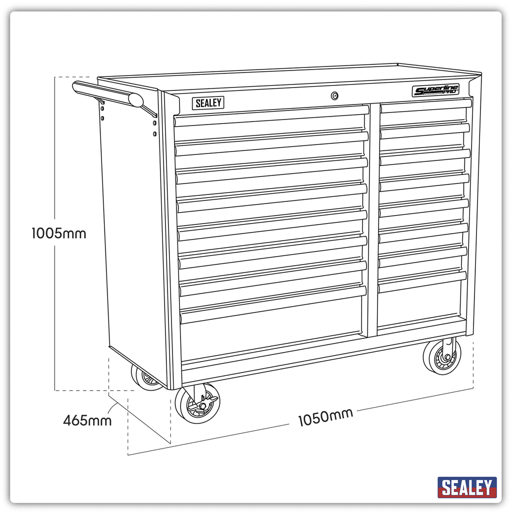 Heavy-Duty Rollcab 16 Drawer - Black AP41169B