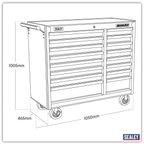 Heavy-Duty Rollcab 16 Drawer - Red AP41169