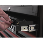 Retro Style Wide Rollcab 6 Drawer - Black with Red Anodised Drawer Pulls AP41206BR