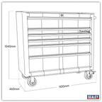 Retro Style Wide Rollcab 6 Drawer - Blue with White Stripes AP41206BWS