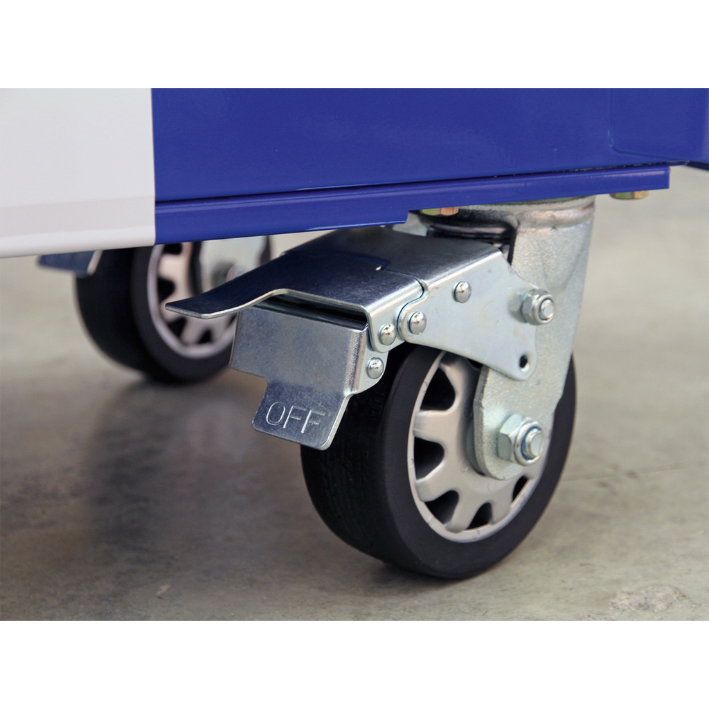 Retro Style Wide Rollcab 6 Drawer - Blue with White Stripes AP41206BWS