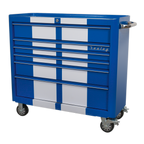 Retro Style Wide Rollcab 6 Drawer - Blue with White Stripes AP41206BWS