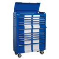 Retro Style Wide Topchest & Rollcab Combination 10 Drawer Blue with White Stripes AP41COMBOBWS