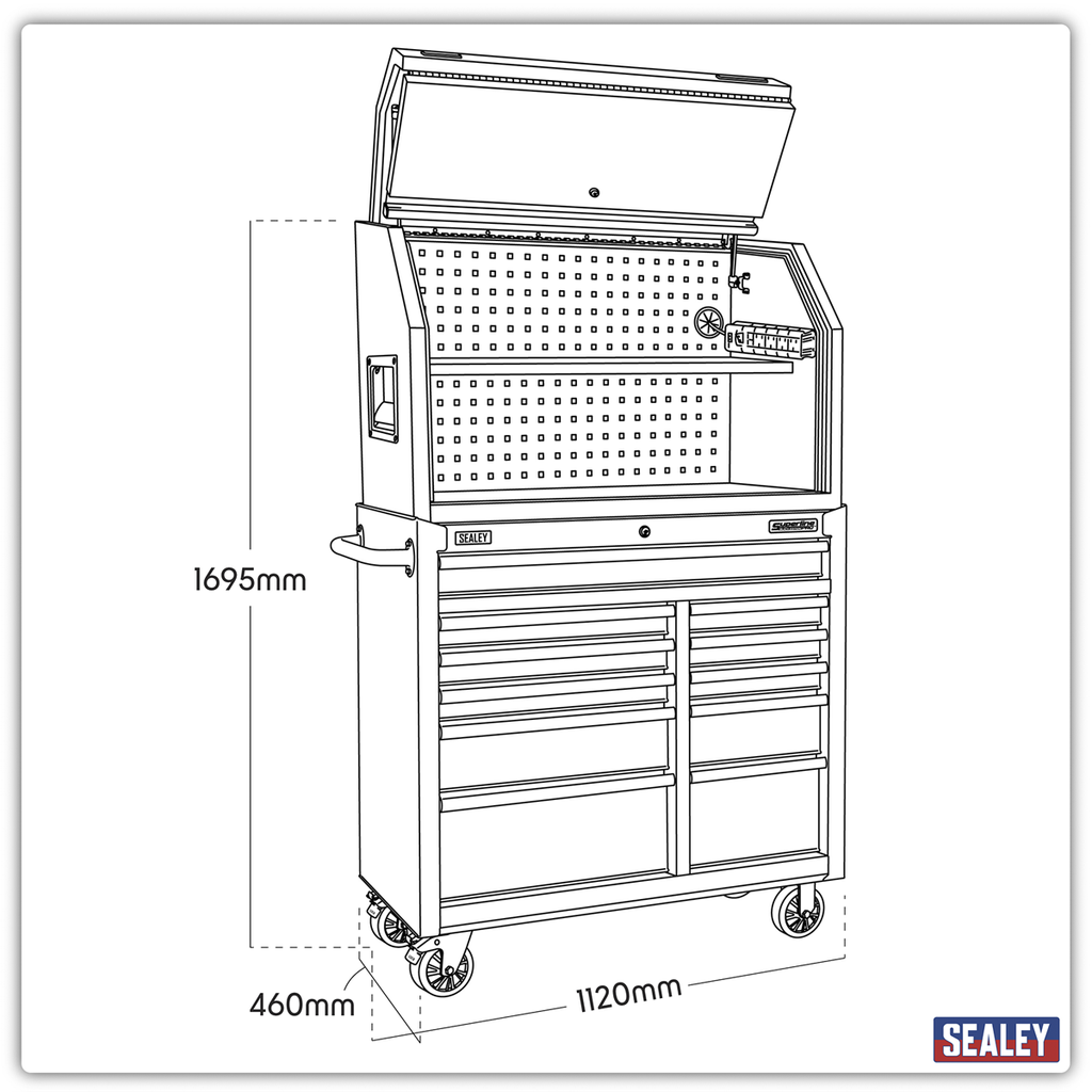 Hutch Toolbox & Rollcab Combo 1030mm 11 Drawer AP41HBESTACK