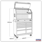Hutch Toolbox & Rollcab Combo 1030mm 11 Drawer AP41HBESTACK