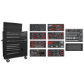 Topchest & Rollcab Combination 15 Drawer with 117pc Tool Kit - Black AP41STACKBCOMBO
