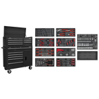 Topchest & Rollcab Combination 15 Drawer with 117pc Tool Kit - Black AP41STACKBCOMBO