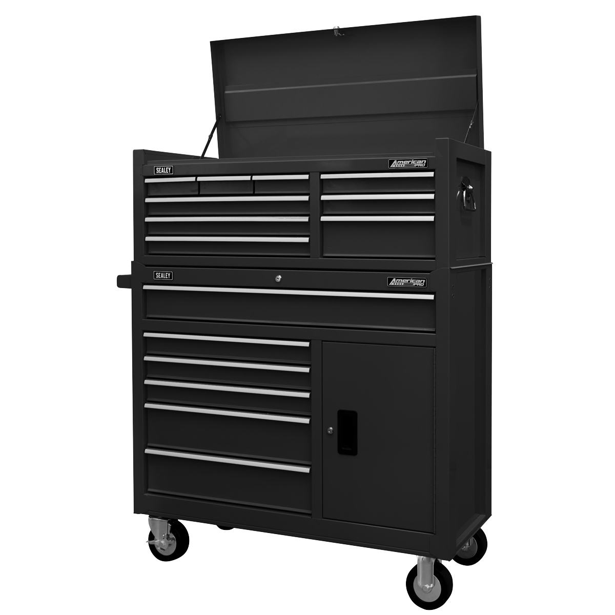 Topchest & Rollcab Combination 15 Drawer - Black AP41STACKB