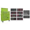 Topchest & Rollcab Combination 15 Drawer with 117pc Tool Kit - Green AP41STACKHVCOMBO