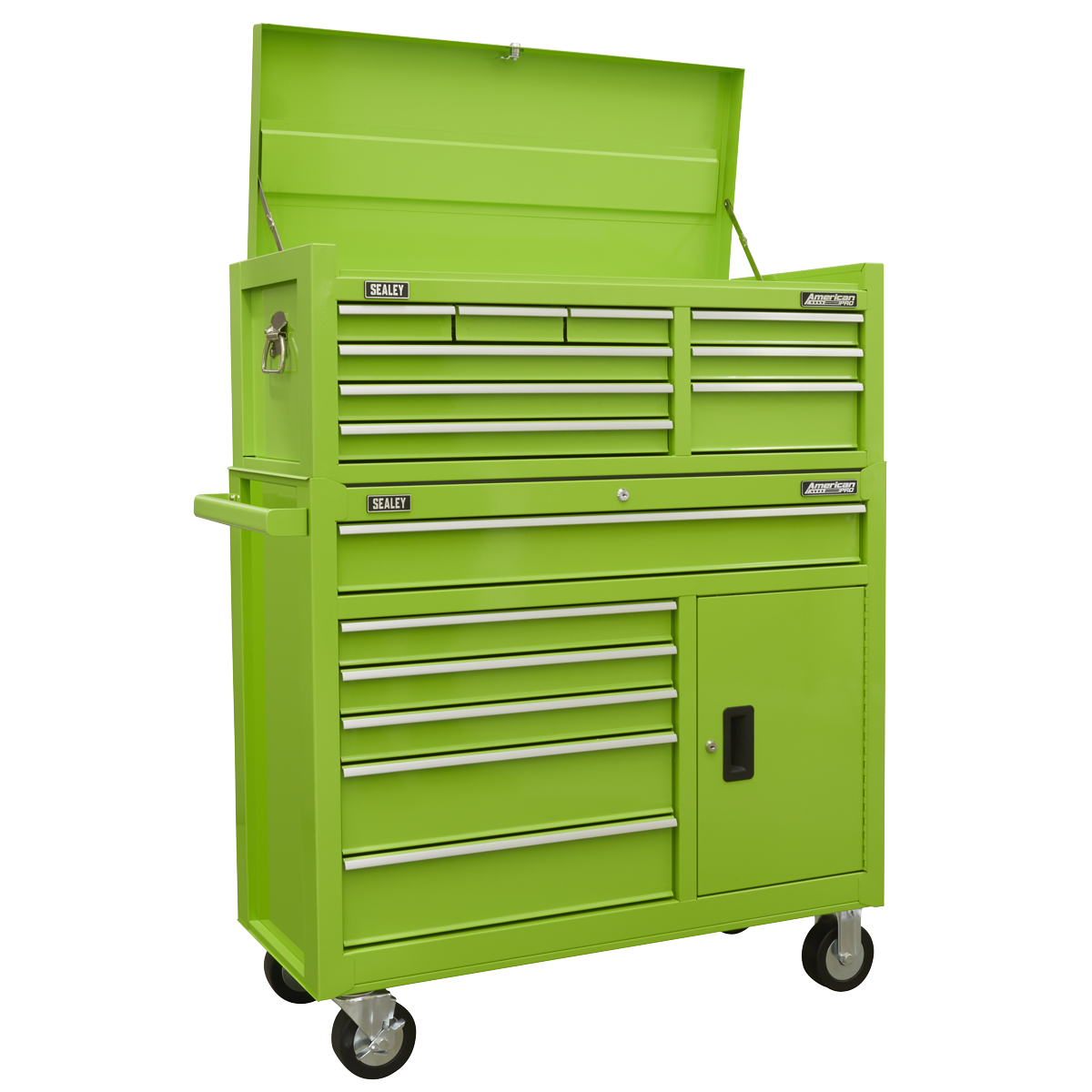Topchest & Rollcab Combination 15 Drawer - Green AP41STACKHV