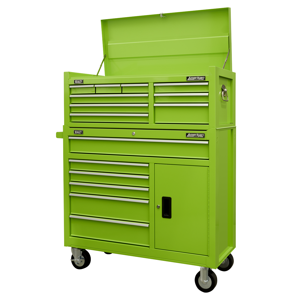 Topchest & Rollcab Combination 15 Drawer - Green AP41STACKHV