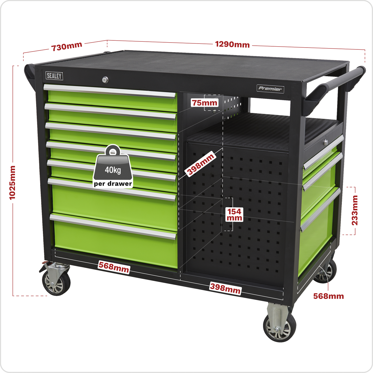 Mobile Workstation 10 Drawer 1140mm AP45MWS
