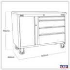 Mobile Stainless Steel Tool Cabinet 4 Drawer AP4804SS