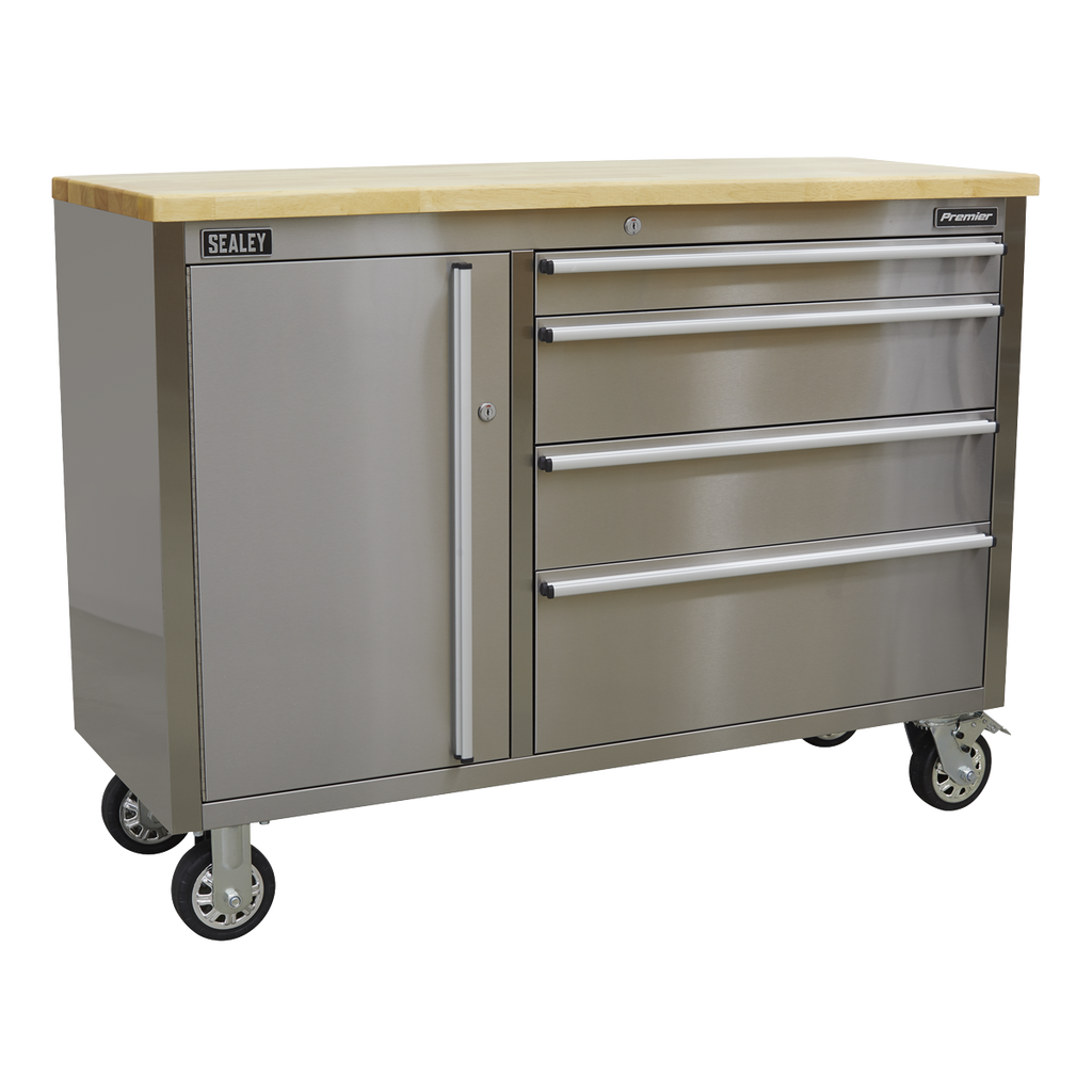 Mobile Stainless Steel Tool Cabinet 4 Drawer AP4804SS