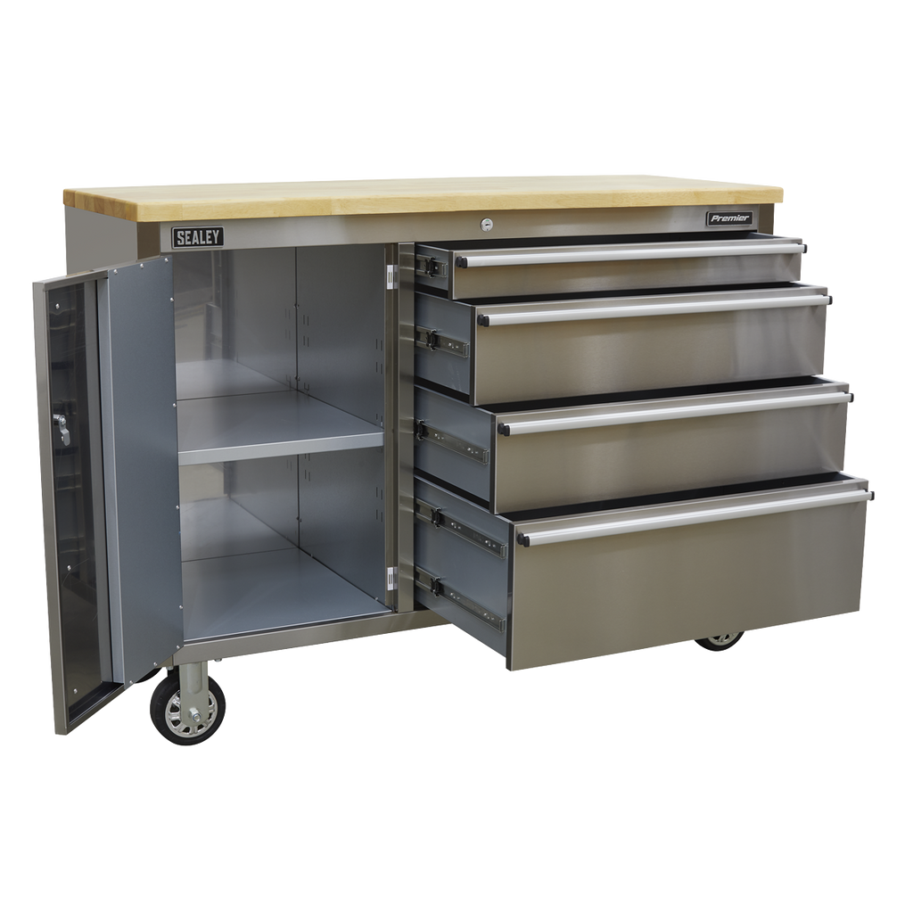 Mobile Stainless Steel Tool Cabinet 4 Drawer AP4804SS