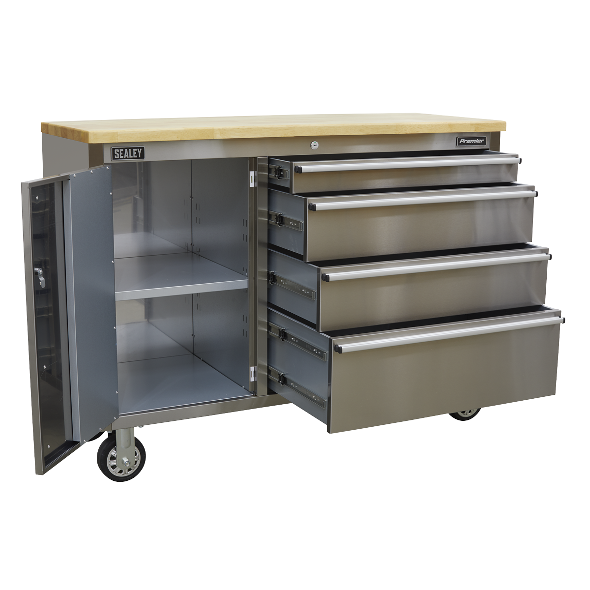 Mobile Stainless Steel Tool Cabinet 4 Drawer AP4804SS