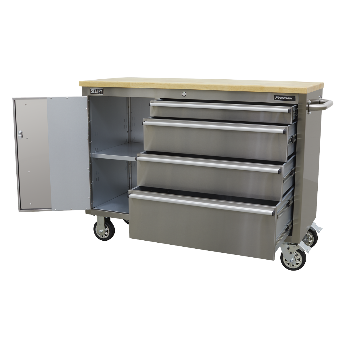 Mobile Stainless Steel Tool Cabinet 4 Drawer AP4804SS