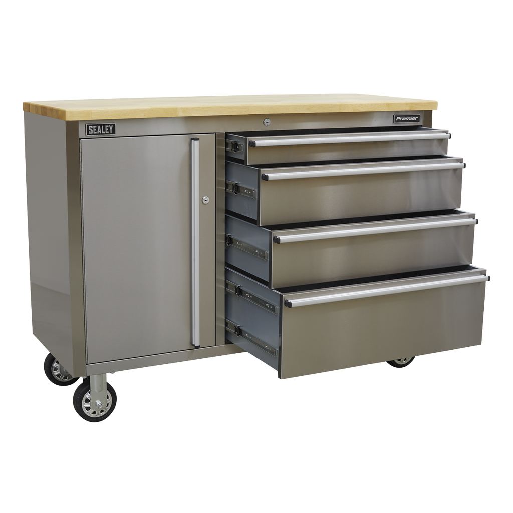 Mobile Stainless Steel Tool Cabinet 4 Drawer AP4804SS