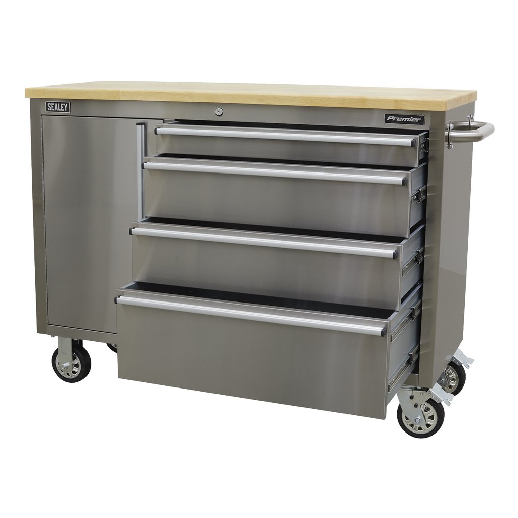 Mobile Stainless Steel Tool Cabinet 4 Drawer AP4804SS