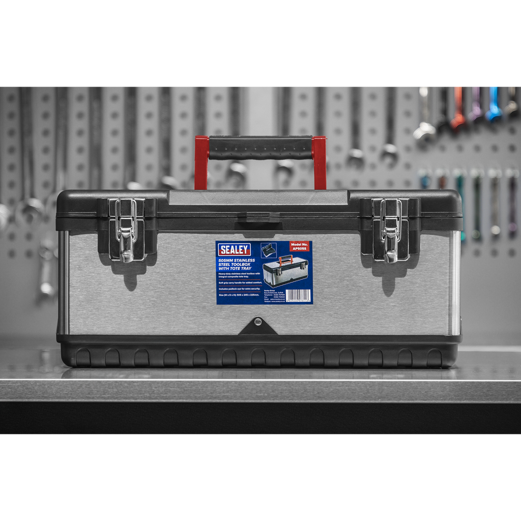 Stainless Steel Toolbox with Tote Tray 505mm AP505S