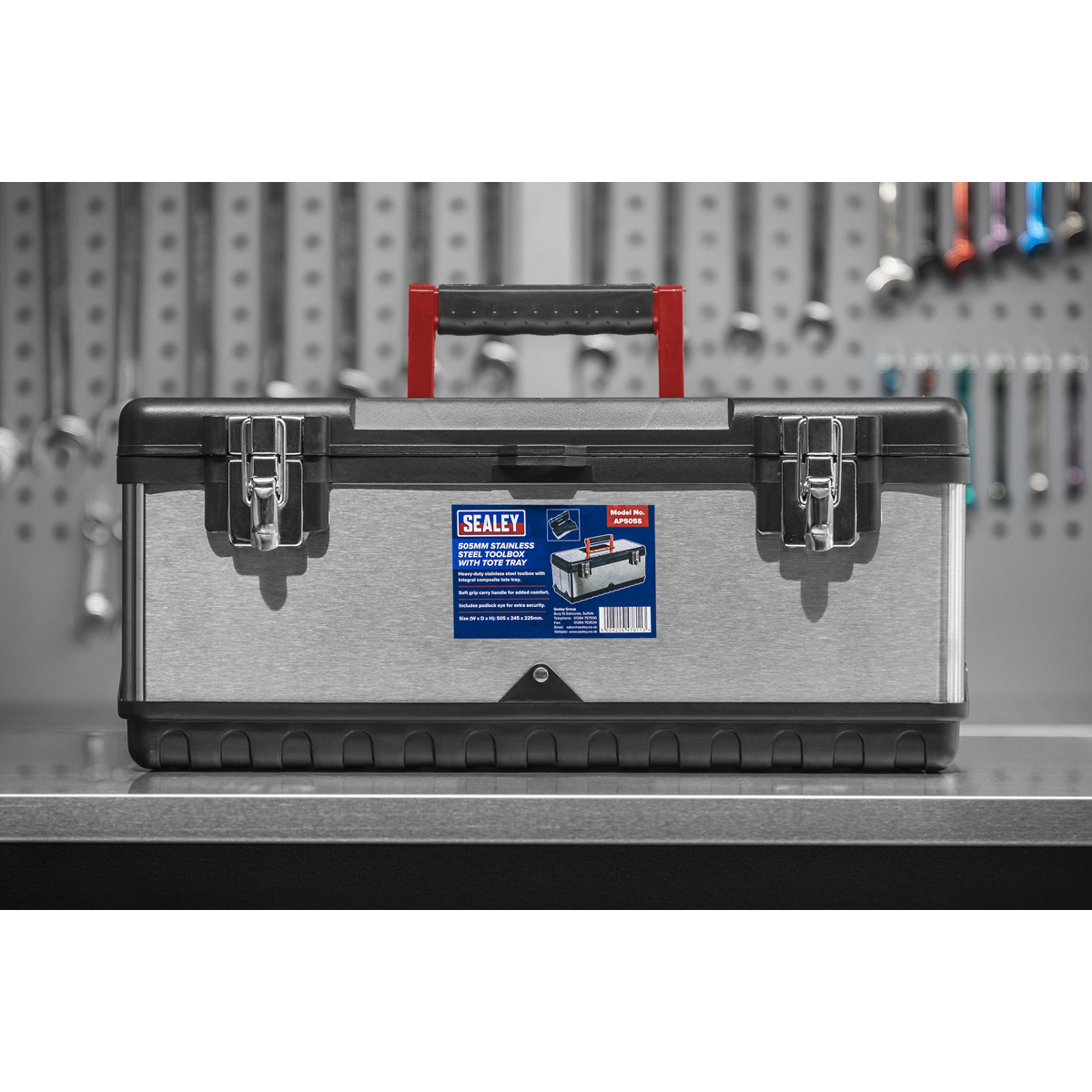 Stainless Steel Toolbox with Tote Tray 505mm AP505S