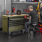 Mobile Trolley with Wooden Worktop & Power Bar 10 Drawer 1320mm AP5210KBE
