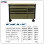 Mobile Trolley with Wooden Worktop & Power Bar 10 Drawer 1320mm AP5210KBE