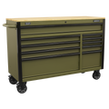 Mobile Trolley with Wooden Worktop & Power Bar 10 Drawer 1320mm AP5210KBE