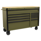 Mobile Trolley with Wooden Worktop & Power Bar 10 Drawer 1320mm AP5210KBE