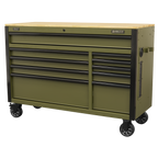 Mobile Trolley with Wooden Worktop & Power Bar 10 Drawer 1320mm AP5210KBE