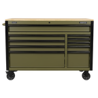 Mobile Trolley with Wooden Worktop & Power Bar 10 Drawer 1320mm AP5210KBE