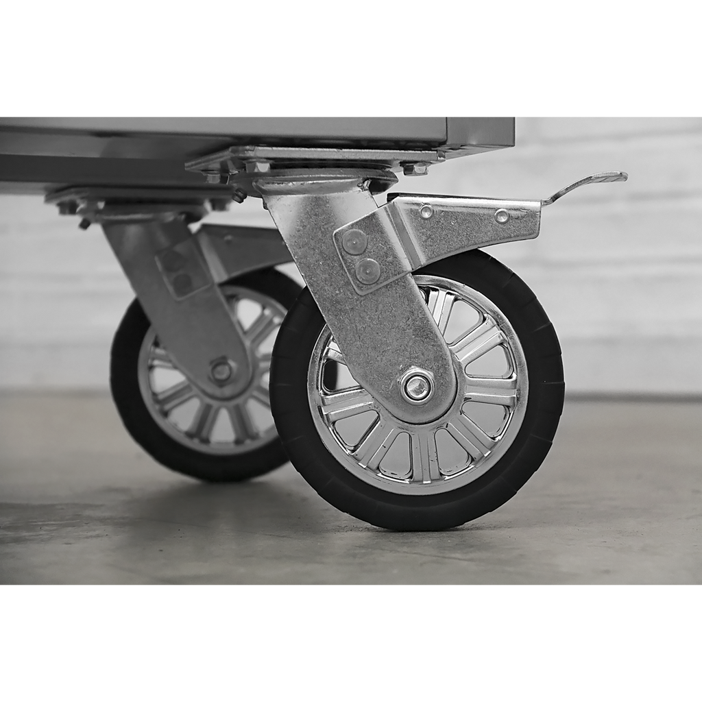 Mobile Stainless Steel Tool Cabinet 10 Drawer with Backboard & 2 Wall Cupboards AP5520SS