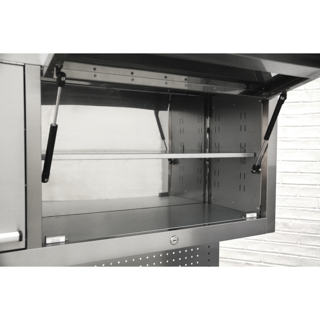 Mobile Stainless Steel Tool Cabinet 10 Drawer with Backboard & 2 Wall Cupboards AP5520SS